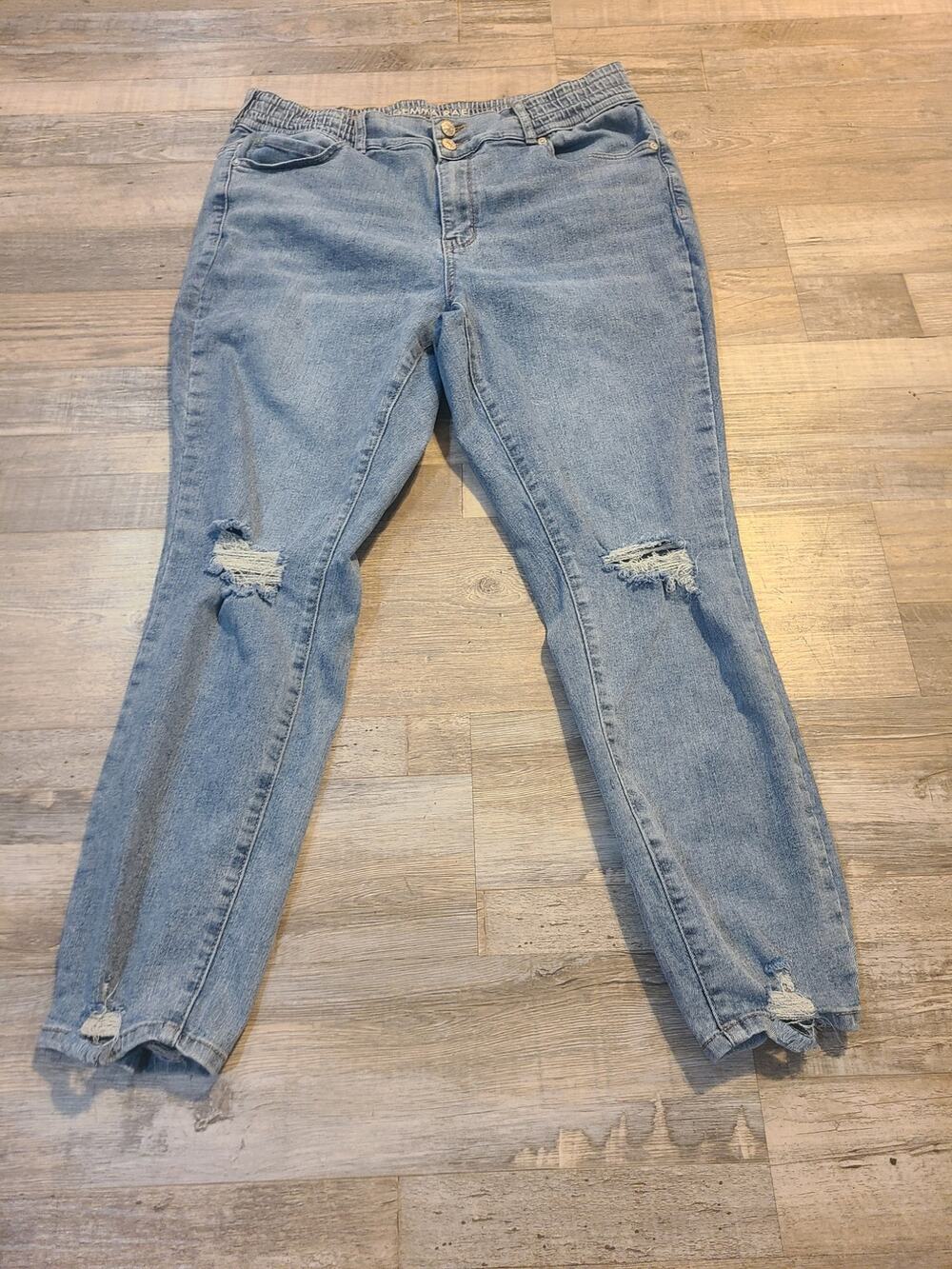 Gemma Rae 16w women's mid rise skinny jeans in joyride blue